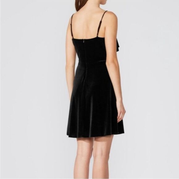 Bailey 44 Black Princess Velvet Ruffle Front Petite Dress Event Party Formal - Picture 2 of 16